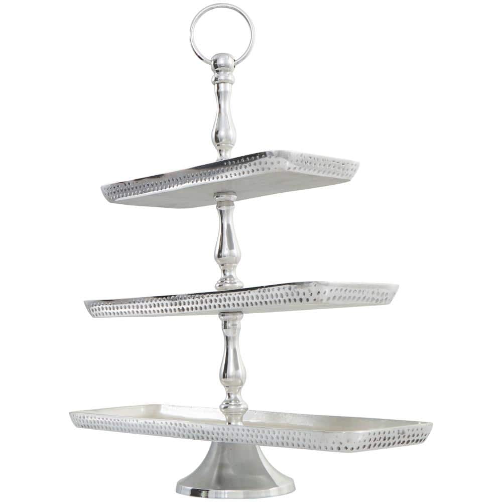 3-Tier Silver Aluminum Decorative Cake Stand - Hercitys