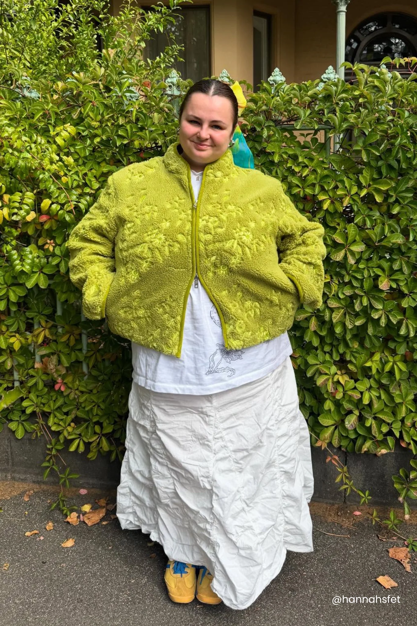 EMBROIDERED FLEECE JACKET - MATCHA GARDEN - Hercitys