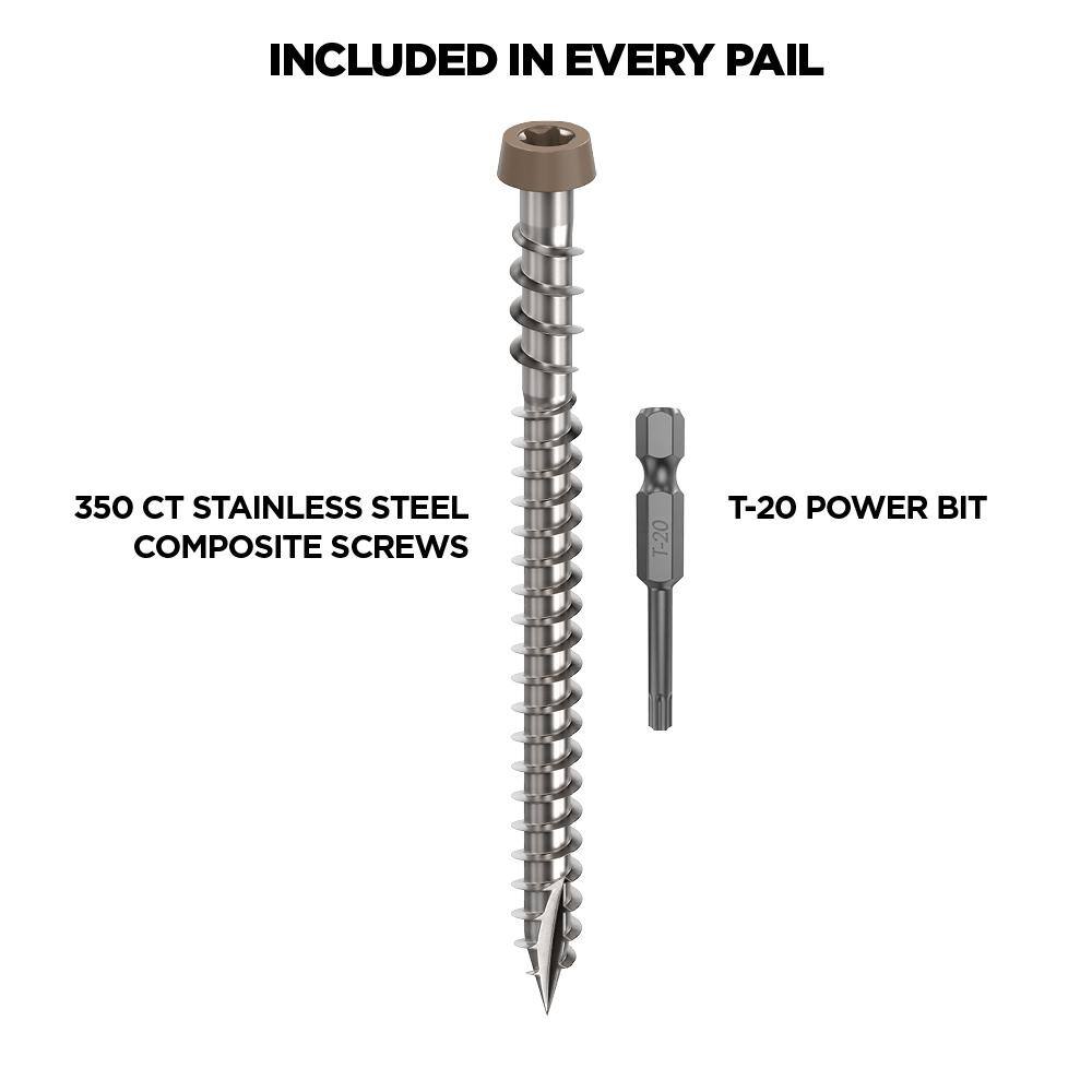 #10 2-1/2 in. 316 Stainless Steel Star Drive Winter Composite Deck Screws (350-Count) - Hercitys