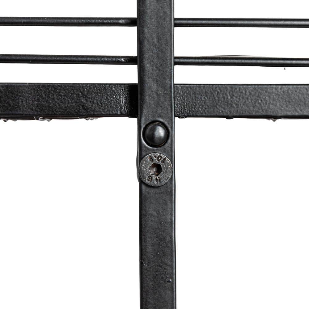 16.5 in. W x 15.5 in. H x 6.6 in. D Rectangle Black Acacia Wood 2-Tier Serving Tray On Metal Stand (Set of 1) - Hercitys