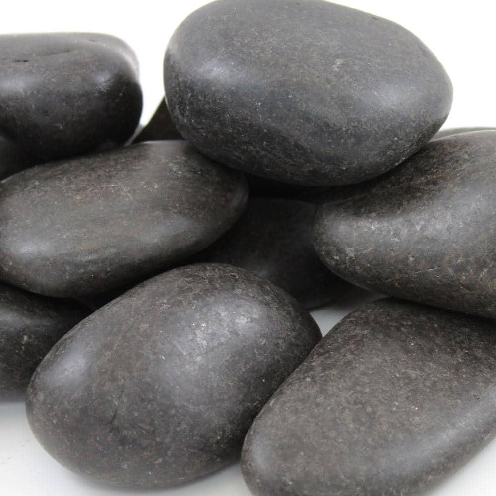 2 in. to 3 in., 20 lb. Large Black Grade A Polished Pebbles - Hercitys