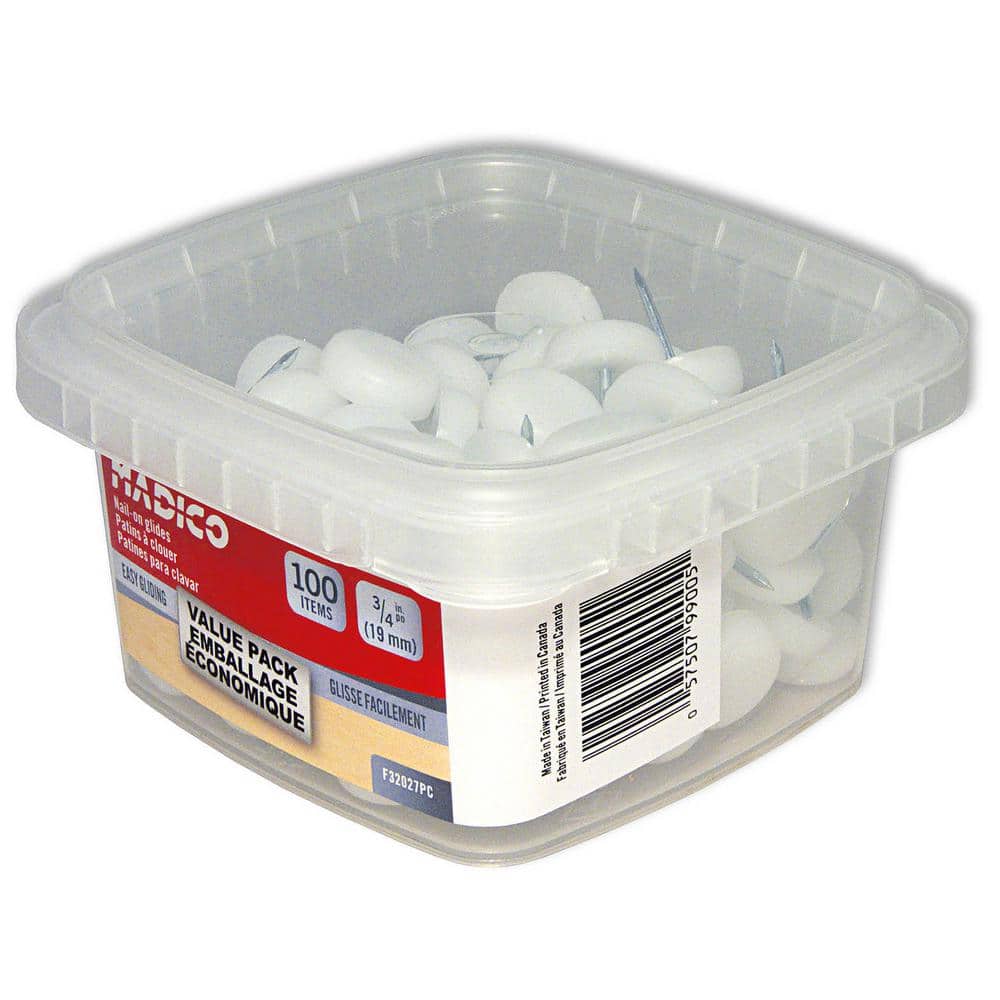 (100-Pack) 3/4 in. White Base Nail-On Glides - Hercitys