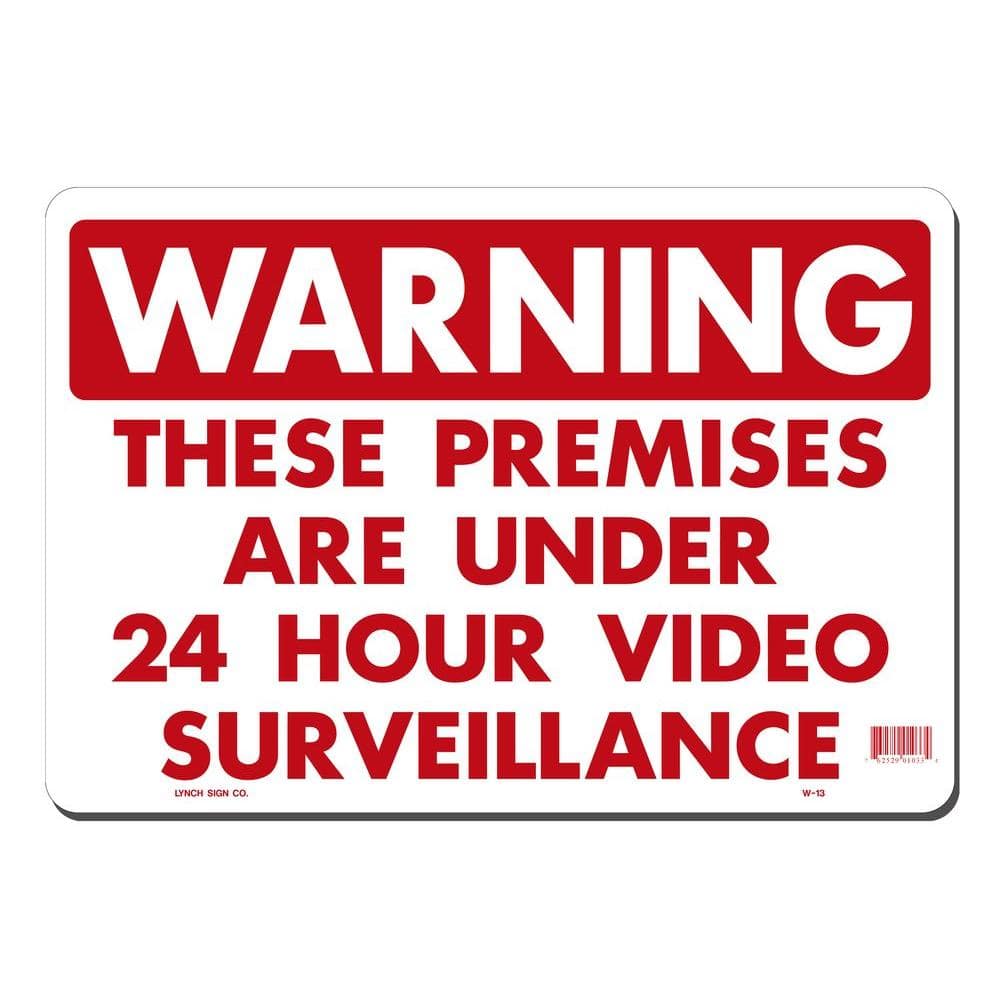14 in. x 10 in. 24 Hour Video Surveillance Sign Printed on More Durable, Thicker, Longer Lasting Styrene Plastic - Hercitys