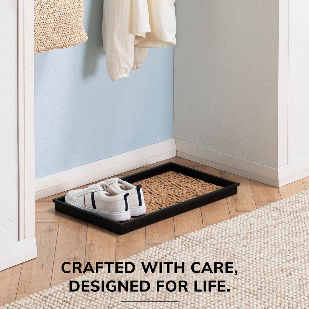 24.5 in. x 14 in. x 1.5 in. Natural and Recycled Rubber Boot Tray with Tan and Black Coir Insert - Hercitys