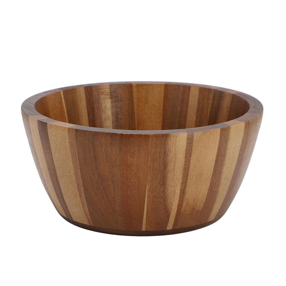 2 Piece 8.5 Inch 96 fl. oz. Light Brown Acacia Wood Salad Serving Bowl Set - Hercitys