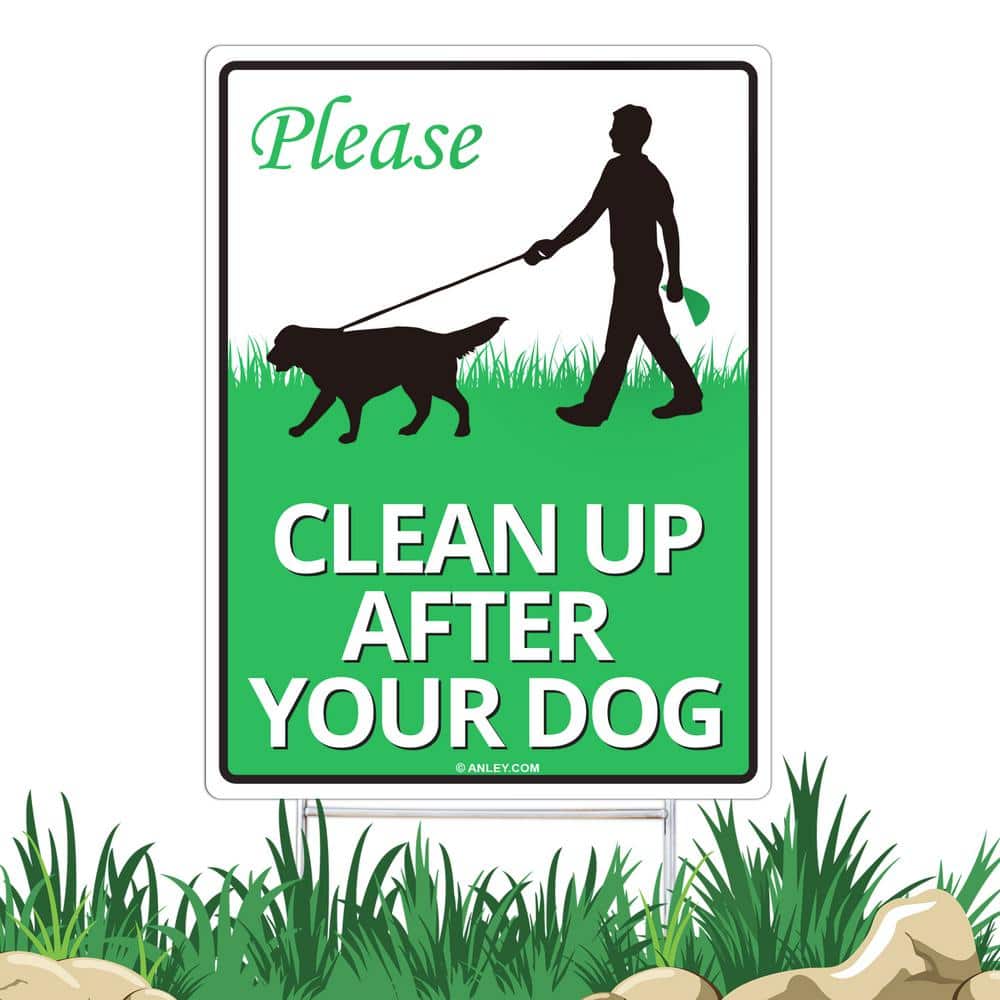 12 in. x 9 in. Clean Up After Your Dog Yard Sign, No Pooping Peeing Dogs Lawn Signs - Hercitys