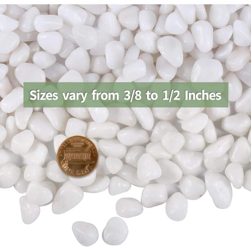 30 lbs. 0.37 in. White Pebbles Rocks for Vases Landscaping Small Decorative Stones for Indoor Outdoor Polished - Hercitys