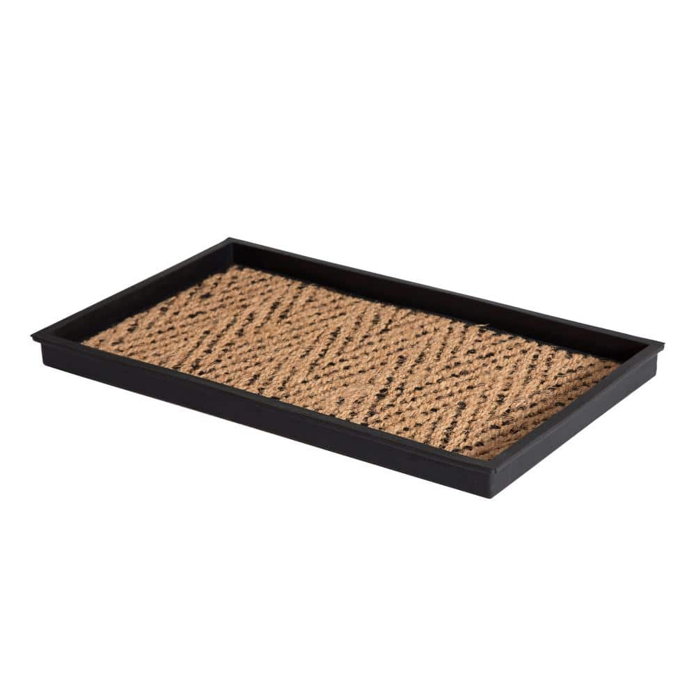 24.5 in. x 14 in. x 1.5 in. Natural and Recycled Rubber Boot Tray with Tan and Black Coir Insert - Hercitys
