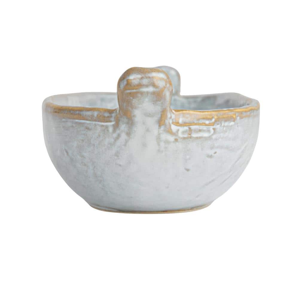 13.4 in. White Long Stoneware Serving Platter with Reactive Glaze - Hercitys