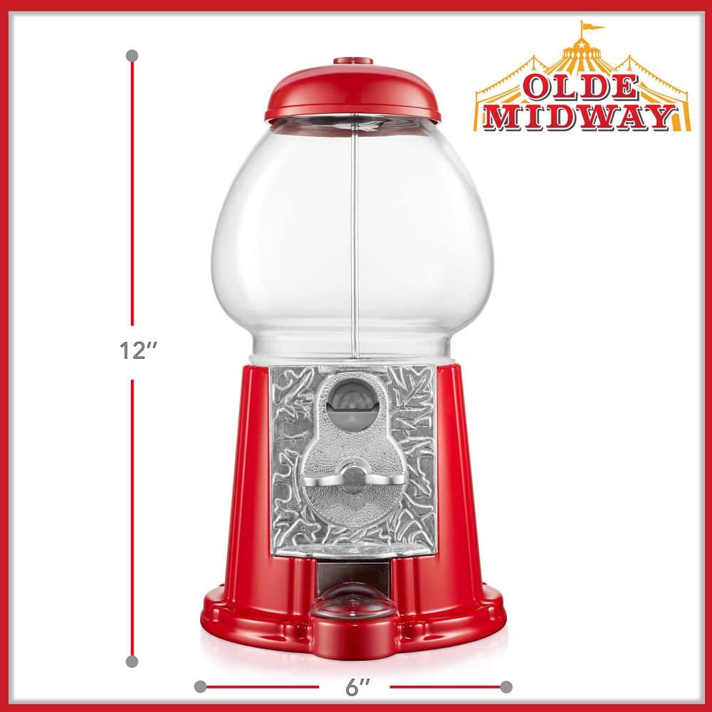 12 in. Gumball Machine, Vintage Style Candy Dispenser, Red - Hercitys