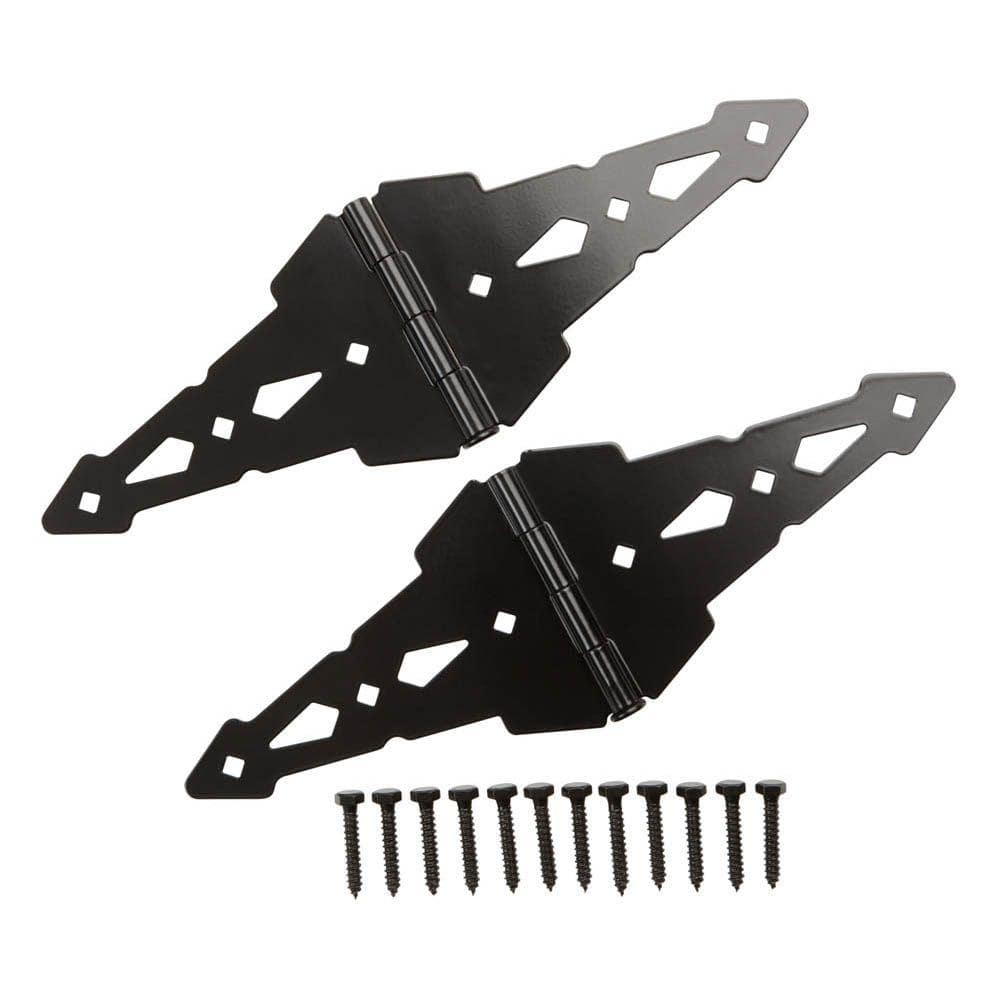 (2-Pack) 8 in. Black Heavy-Duty Decorative Strap Hinges - Hercitys