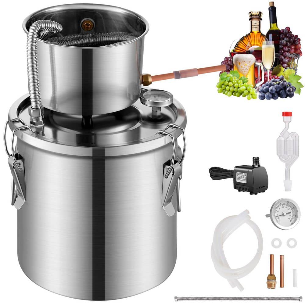 3Gal./11.4L Alcohol Still, Stainless Steel Water Alcohol Distiller, Dual Condenser Kit with Copper Coil for Fast Cooling - Hercitys