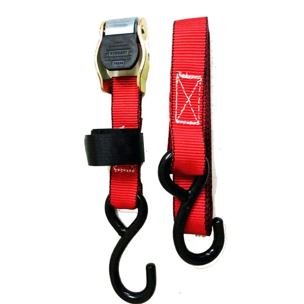 1 in. x 10 ft. Red Cam Buckle 900 lbs./S-Hook (12-Pack) - Hercitys