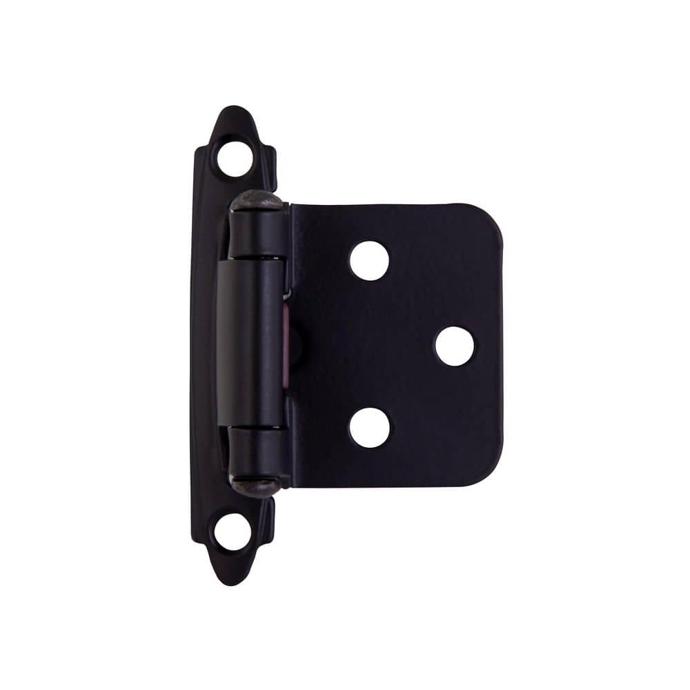 5-Pair Face Frame Full Overlay Self-Closing Matte Black Cabinet Hinge (10-Pieces) - Hercitys