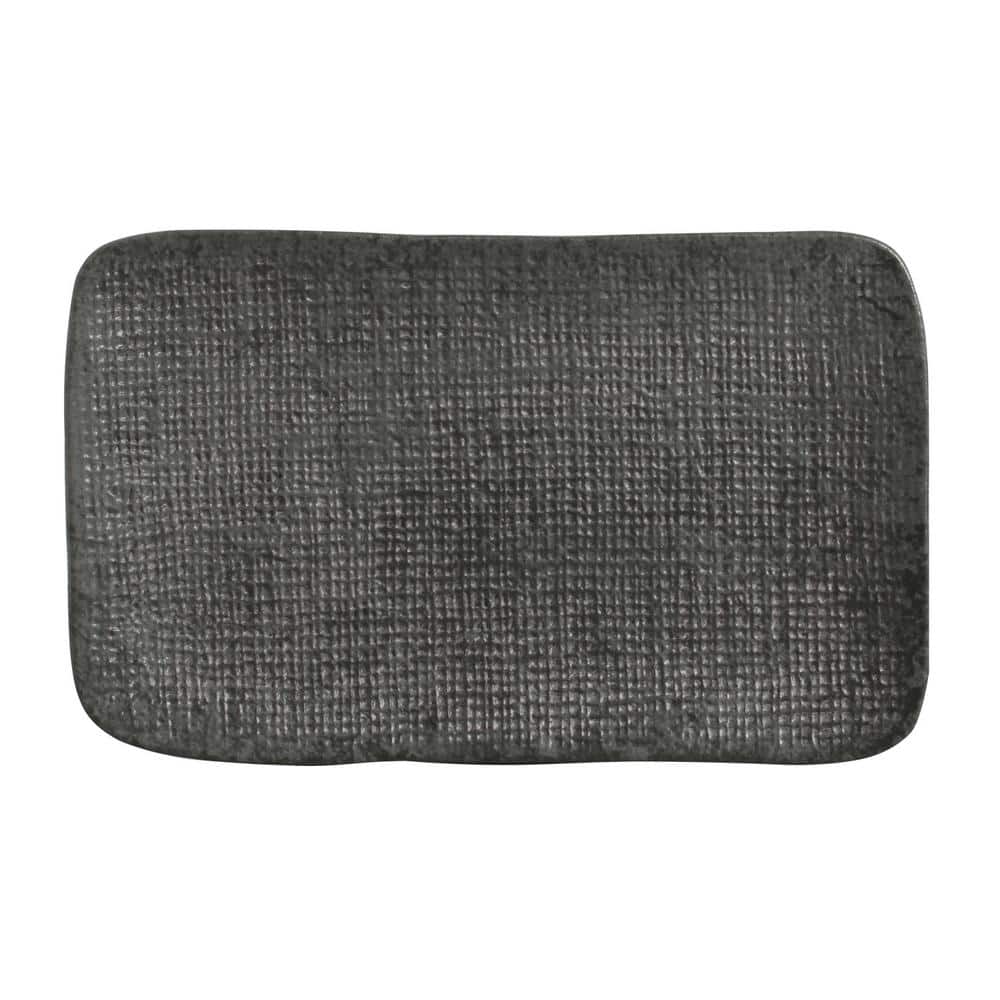 10.63 in. Chromium Gray Stoneware Rectangular Platter Medium Juta (Set of 4) - Hercitys