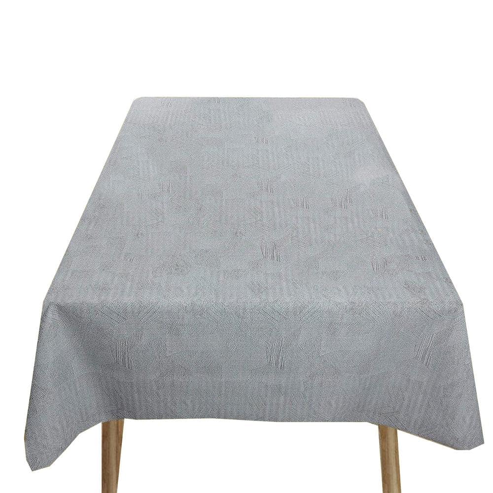 55 in. in. W x 78 in. L Grey Waterproof Vinyl Tablecloth - Hercitys