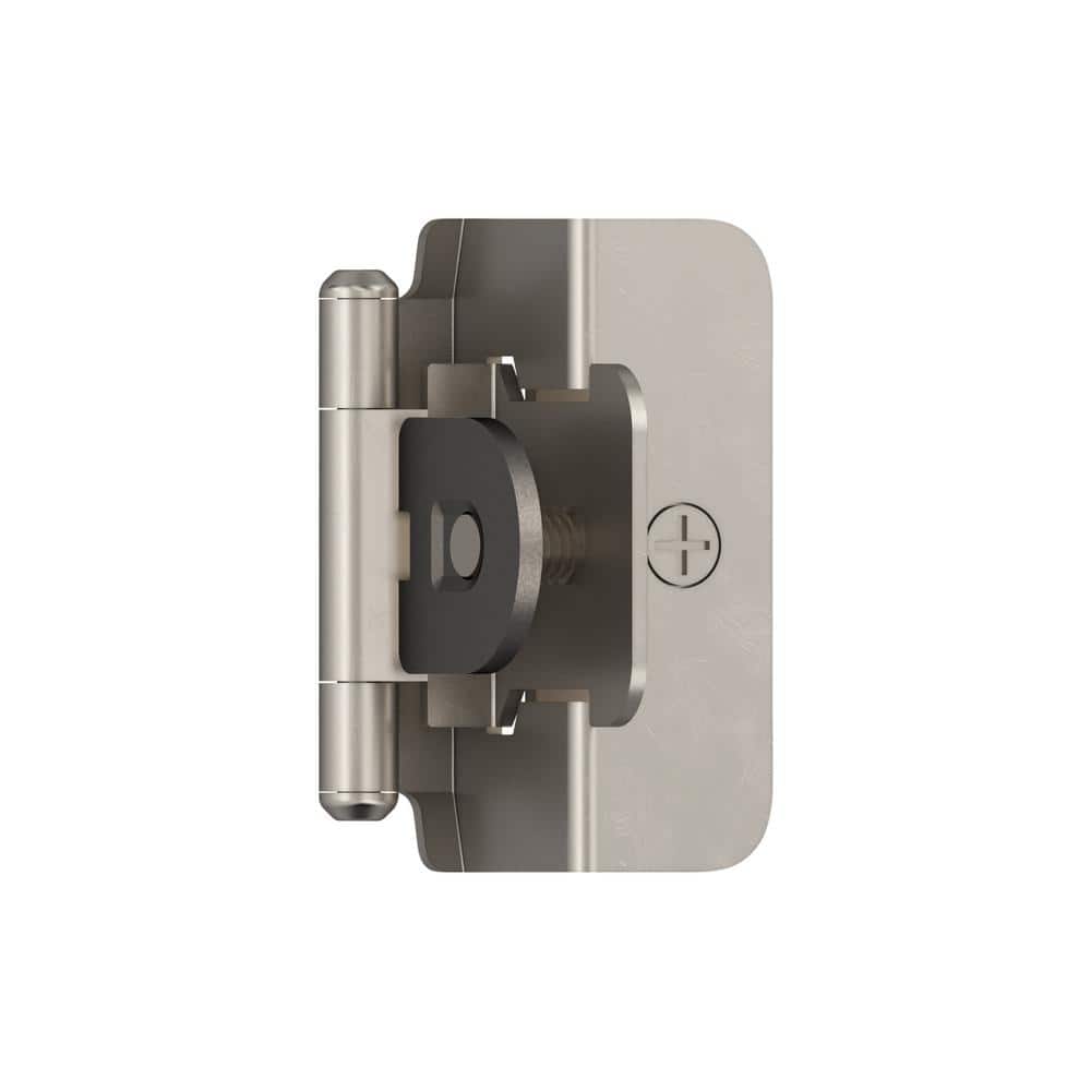 2-Pack Satin Nickel 1/2 in. Overlay Double Demountable Cabinet Hinges - Hercitys