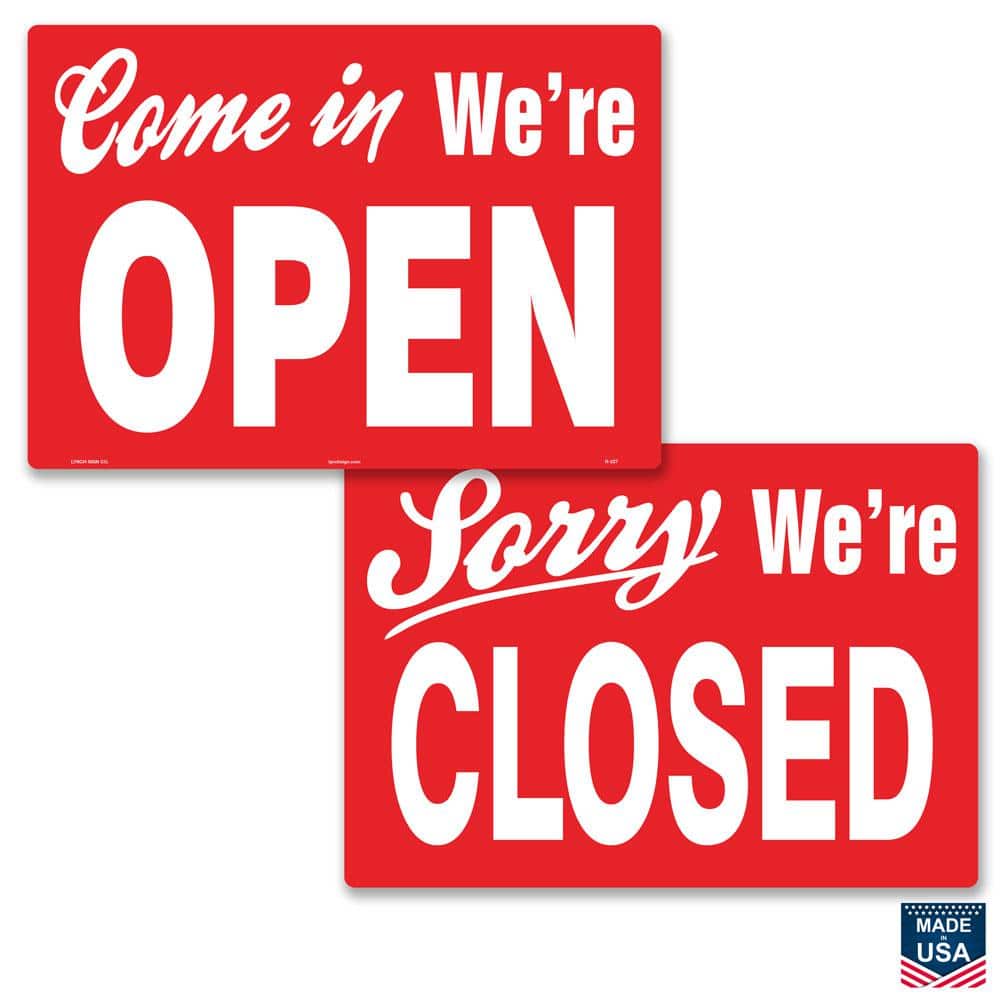 14 in. x 10 in. Come in We’re Open/Closed Sign Printed on More Durable Thicker Longer Lasting Styrene Plastic - Hercitys