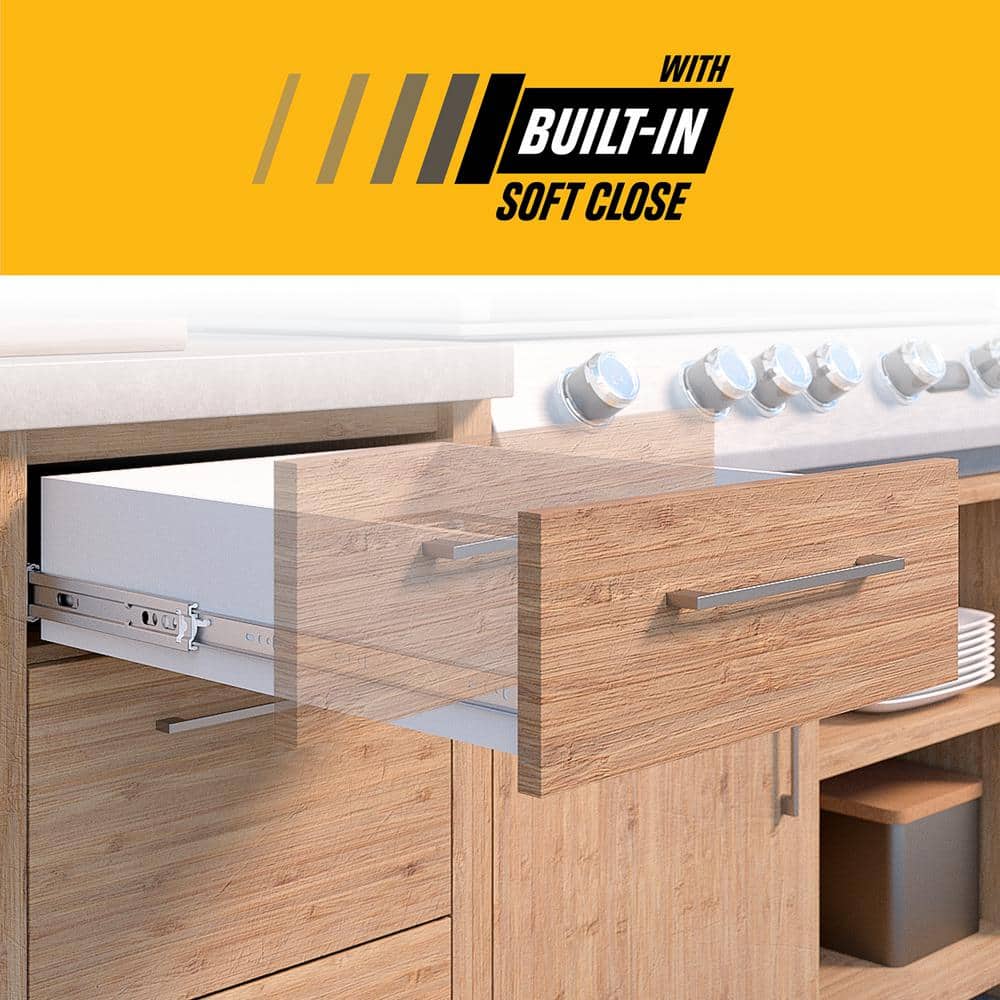 (Pair) 22 in. (550 mm) Stainless Steel Full Extension Side Mount Soft-Close Ball Bearing Drawer Slides - Hercitys