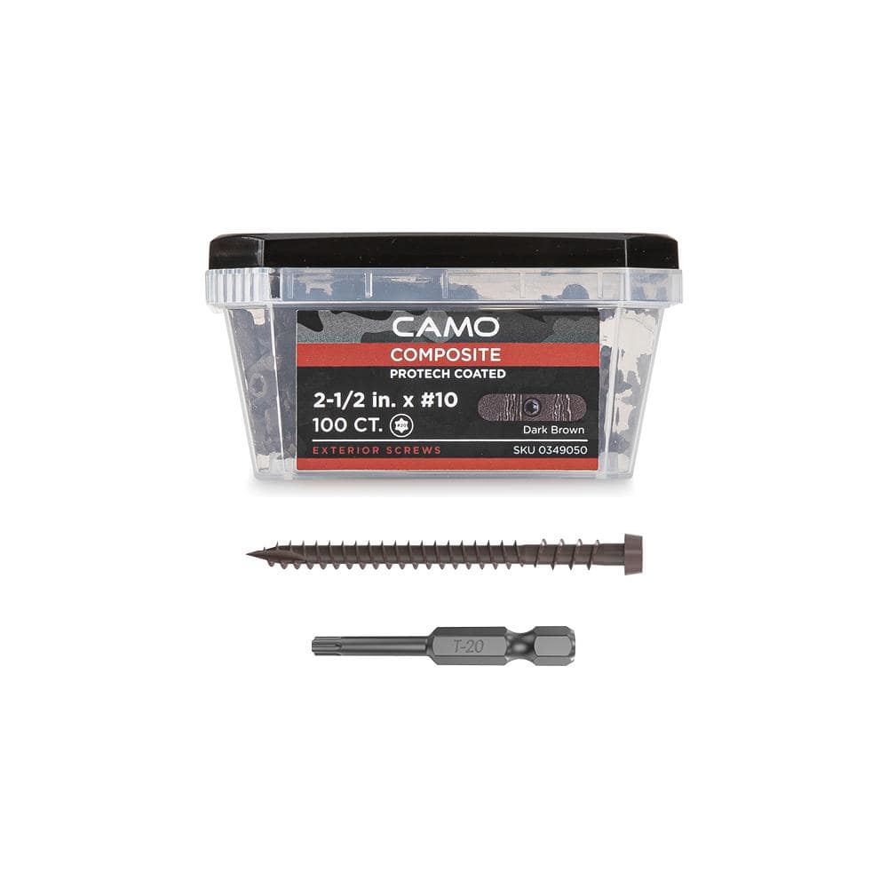 #10 2-1/2 in. Dark Brown Star Drive Trim-Head Composite Deck Screw (100-Count) - Hercitys