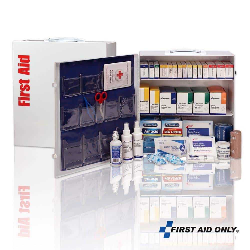 100-Person, 3-Shelf Metal ANSI B Plus First Aid Cabinet with Medications - Hercitys