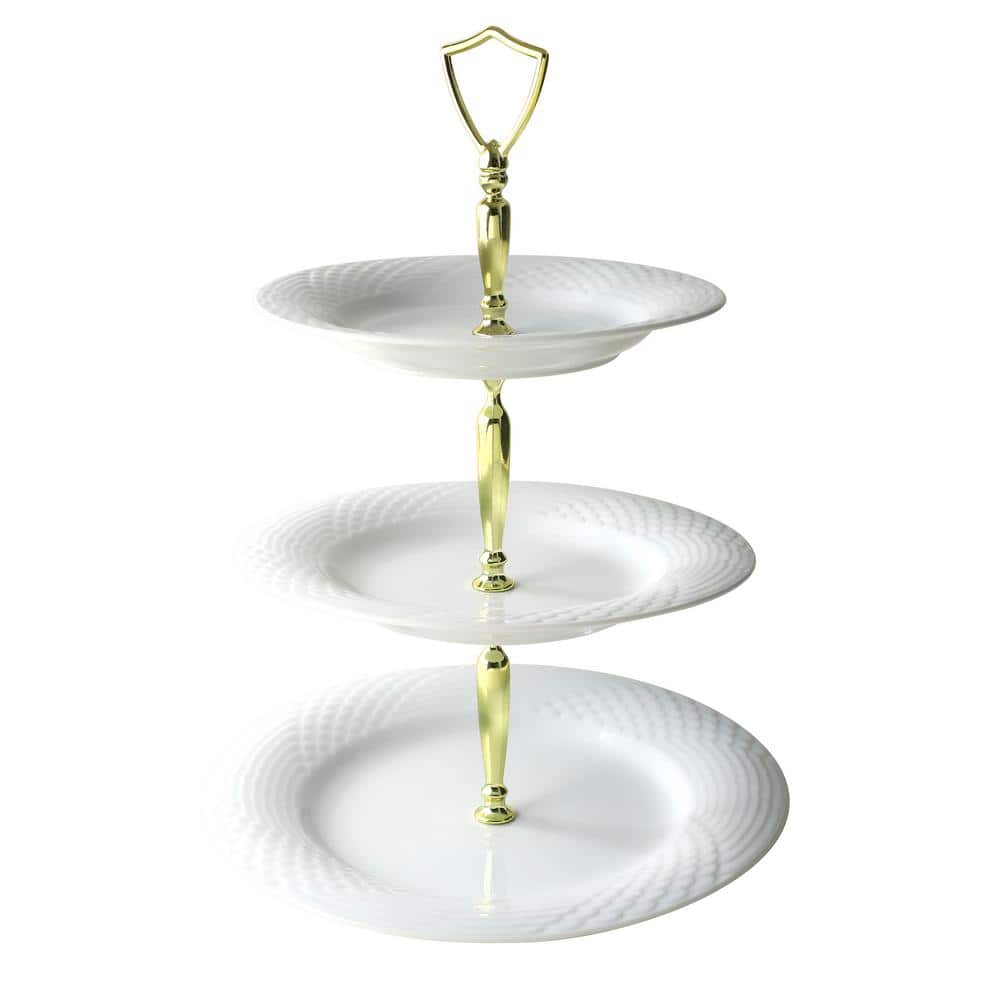 3-Tier Solitaire White Porcelain Cake Stand - Hercitys