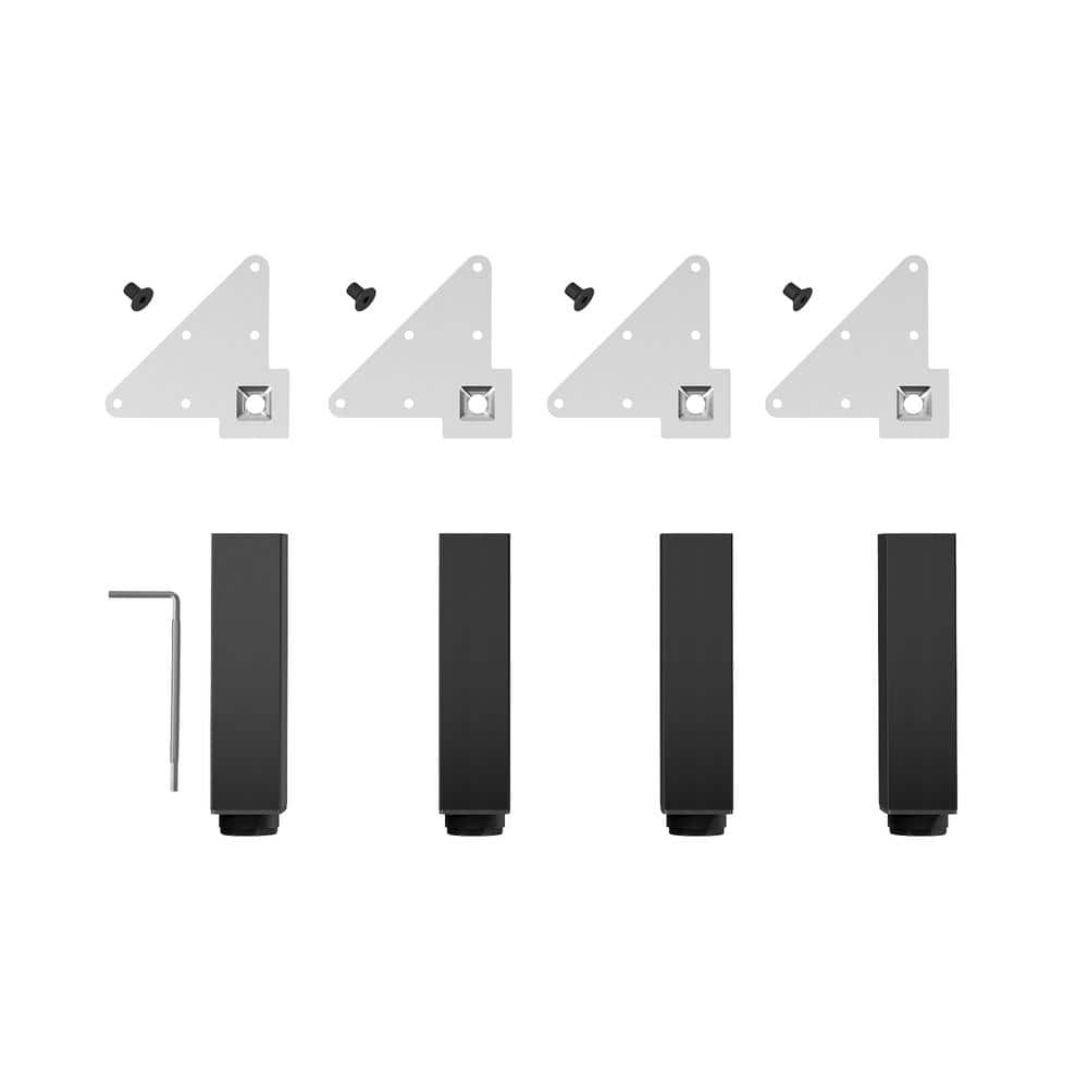 (4-Pack) 7 7/8 in. (200 mm) Matte Black Metal Square Furniture Leg with Leveling Glide - Hercitys