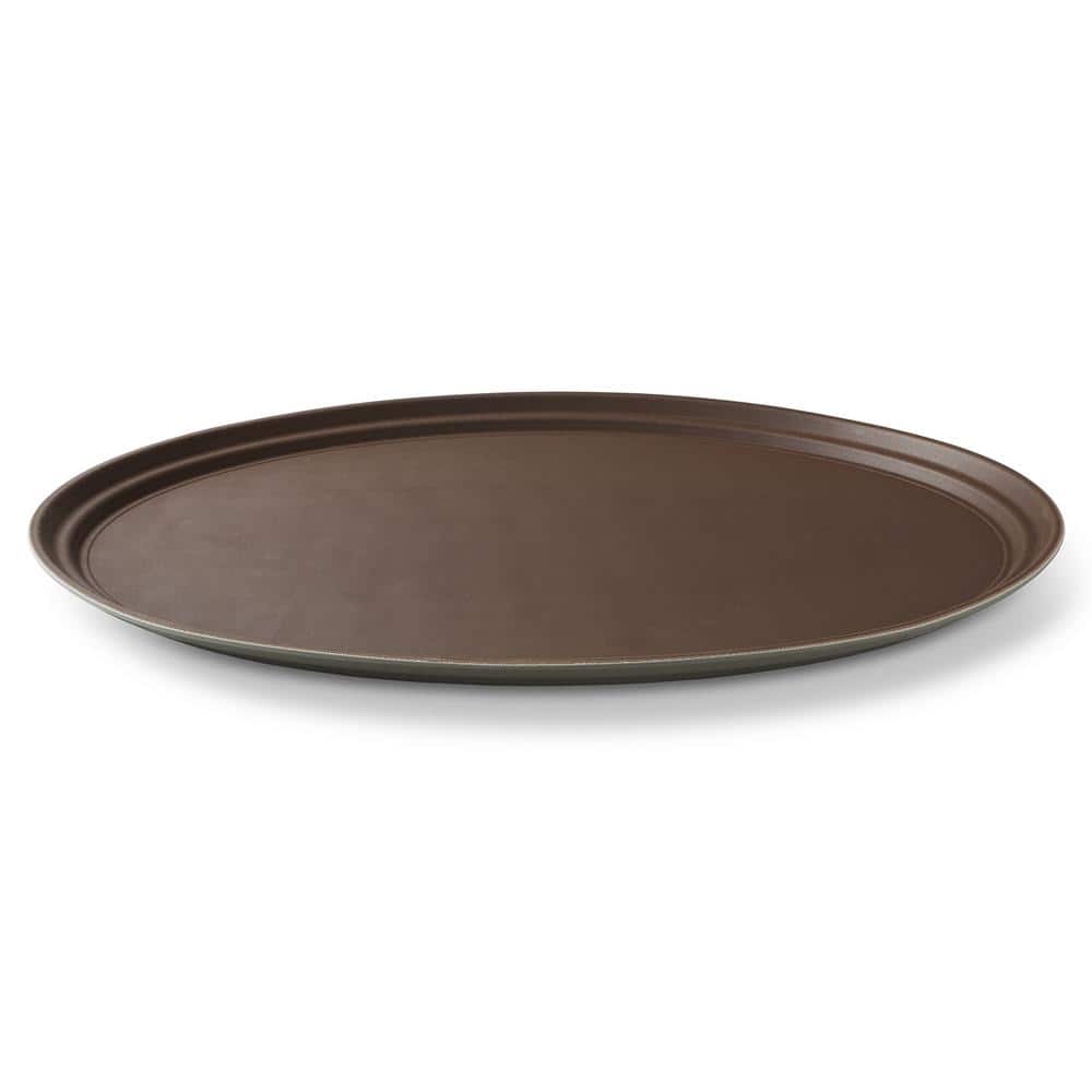 29 in. x 24 in. x 1.25 in. Oval Plastic Non-Slip Restaurant Serving Tray, Brown – NSF Food Service - Hercitys