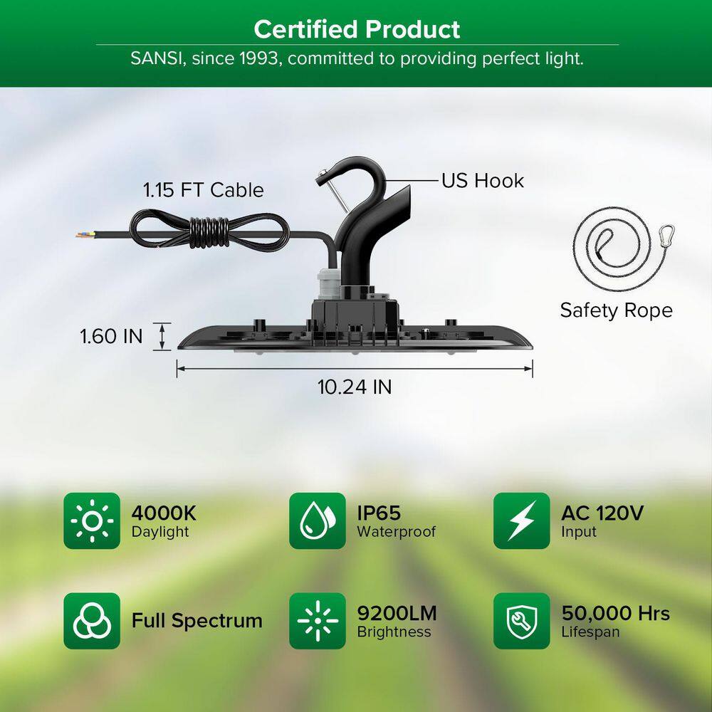 120W Black Full Spectrum 4000K Daylight LED Plant Grow Light 9,200LM High PPFD LED Plant Grow Light - Hercitys