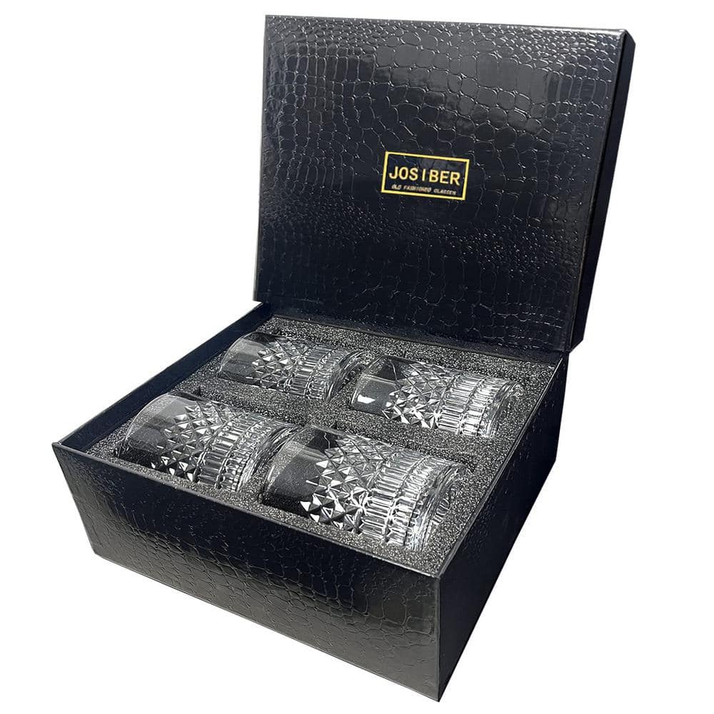 11.02 oz. Clear Glassware Set ((set of 4))-Old Fashioned Whiskey Glasses Thick Bottom Rum Style Glassware for Bourbon - Hercitys