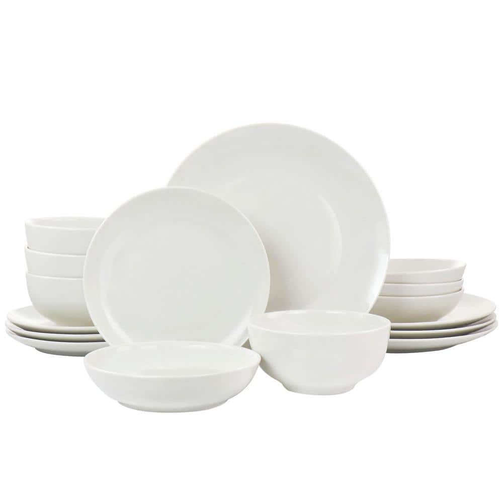 16-Piece White Porcelain Camellia Dinnerware Set (Service for 4) - Hercitys