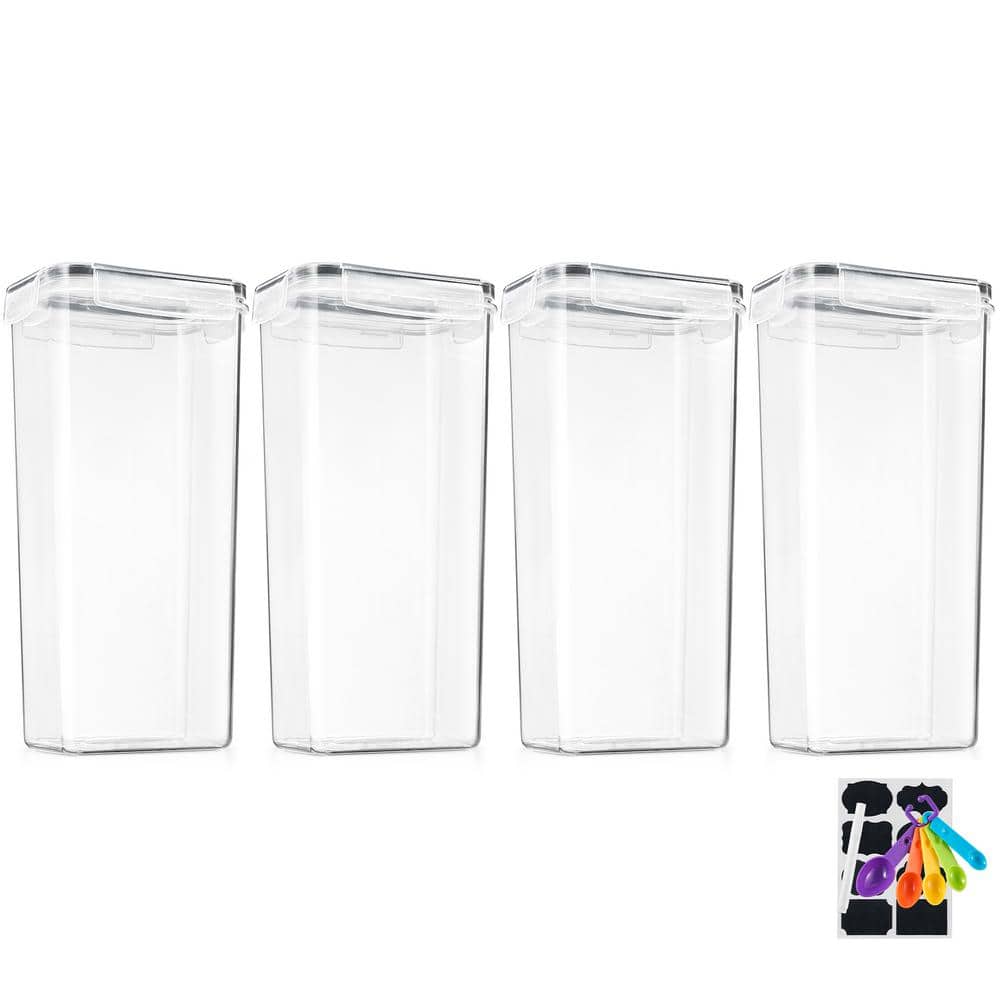 4-Pack Airtight Cereal Dispenser Canister Set with Lids for Kitchen and Pantry Storage and Organization - Hercitys