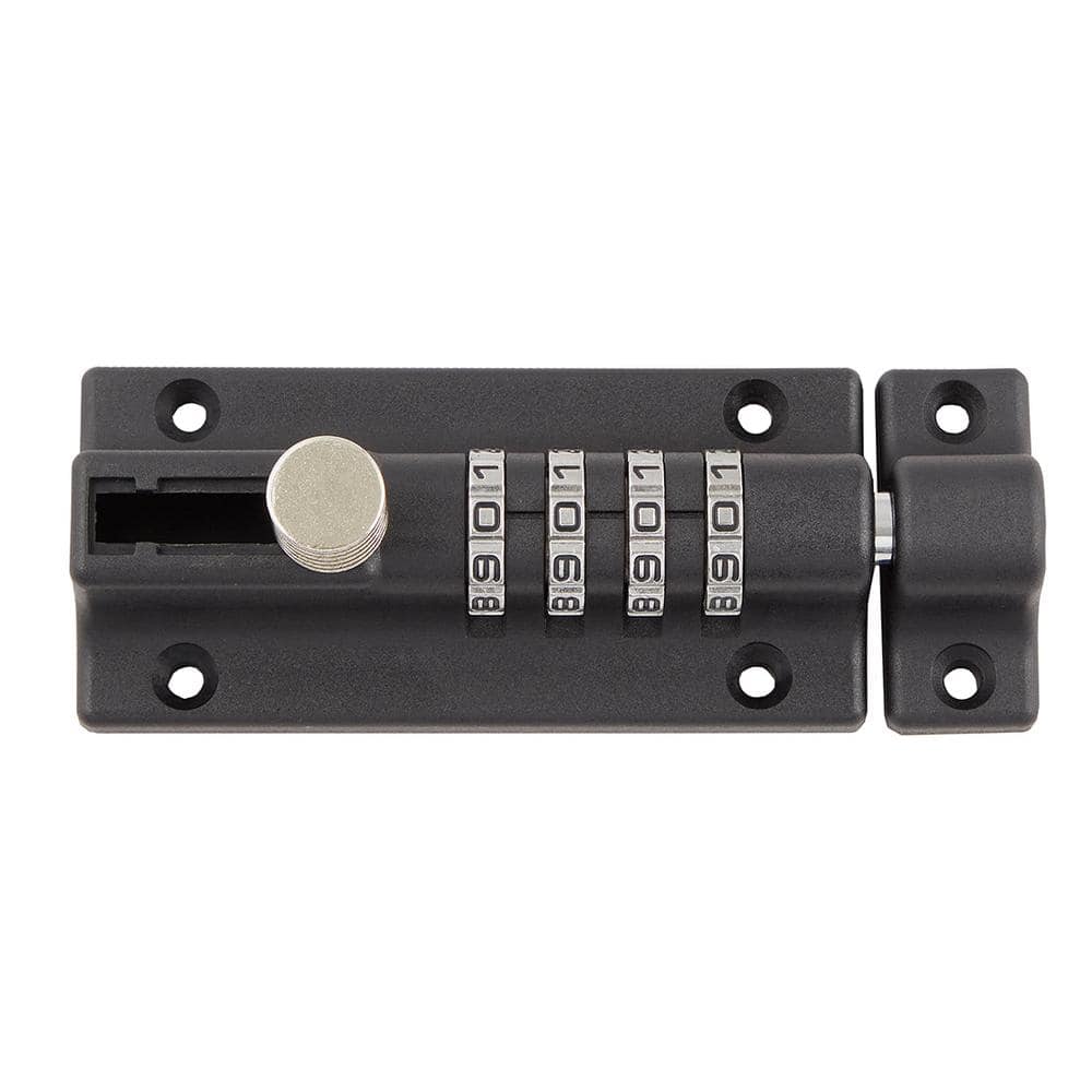 4 in. Black Combination Lock Barrel Bolt - Hercitys
