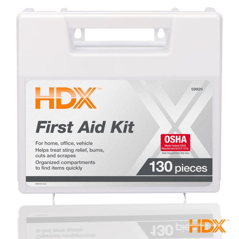 130-Piece Plastic OSHA First Aid Kit - Hercitys