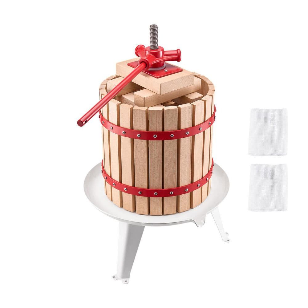 3.2 Gal./12L Fruit Wine Press, Solid Wood Basket with 8 Blocks, Heavy-Duty Manual Juice Press for Apples Grapes Berries - Hercitys