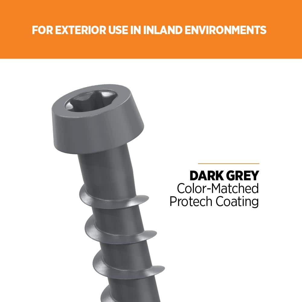 #10 2-1/2 in. Dark Gray Star Drive Trim-Head Composite Deck Screw (350-Count) - Hercitys