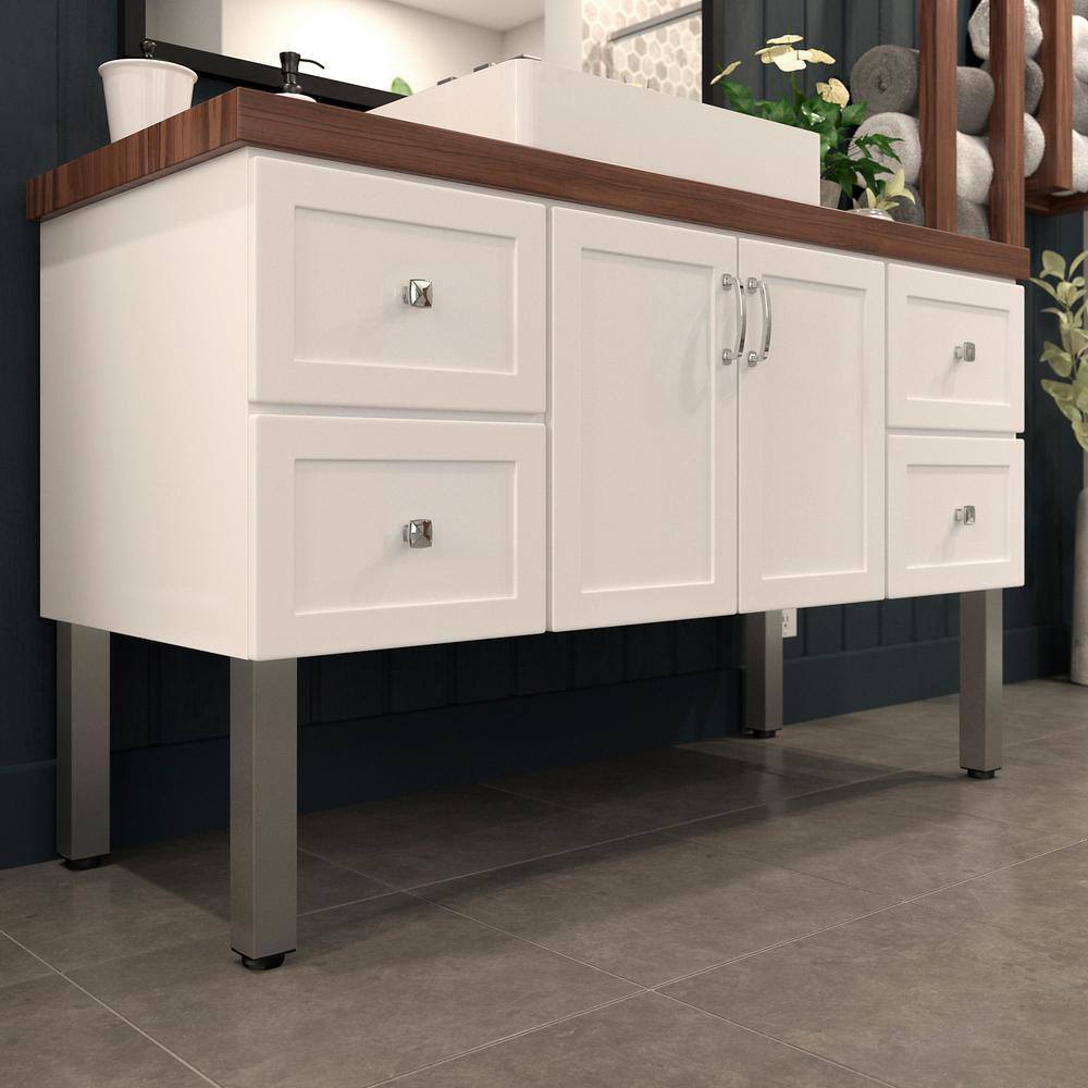 (4-Pack) 11 3/4 in. (300 mm) Stainless Steel Metal Square Furniture Leg with Leveling Glide - Hercitys