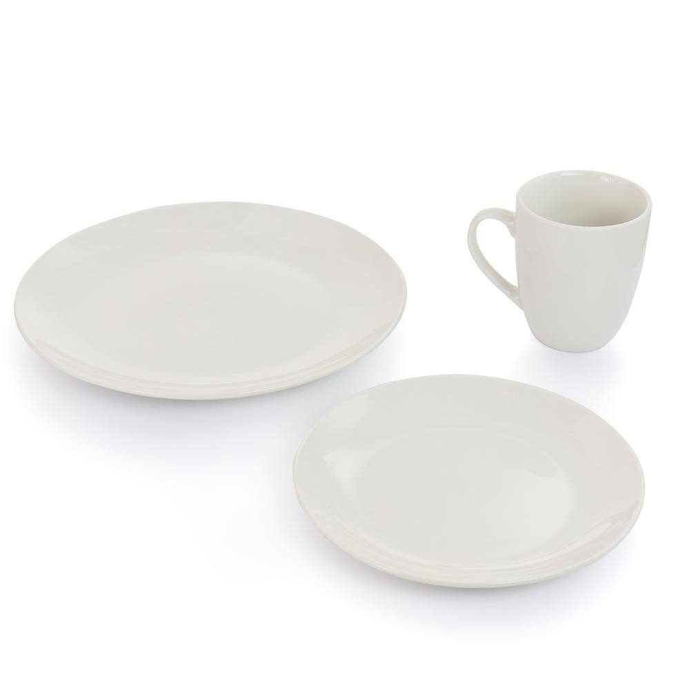 32-Piece Iris White Porcela in. Dinnerware and Serving Bowl Set (Service for 6) - Hercitys