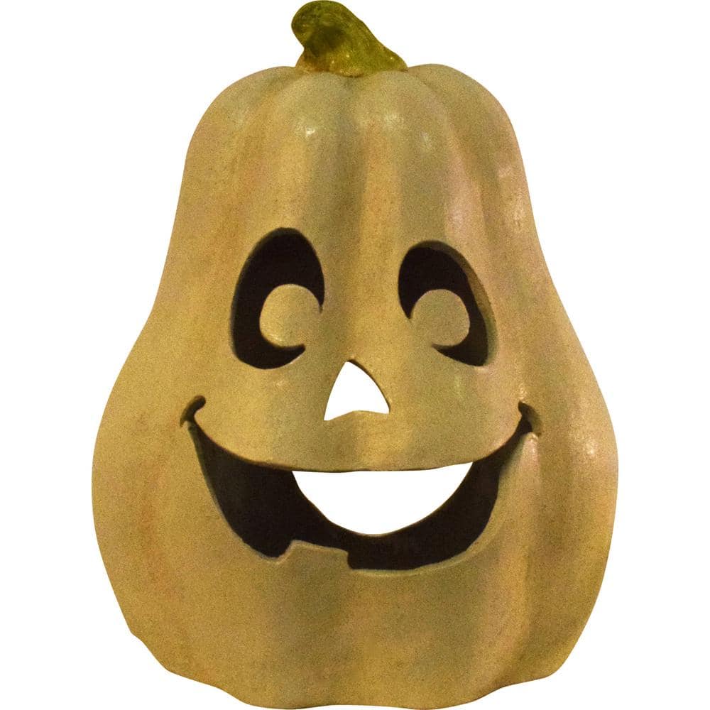 15.5 in. H x 12.5 in. Dia Halloween Tabletop Jack-O-Lantern, Light Orange - Hercitys