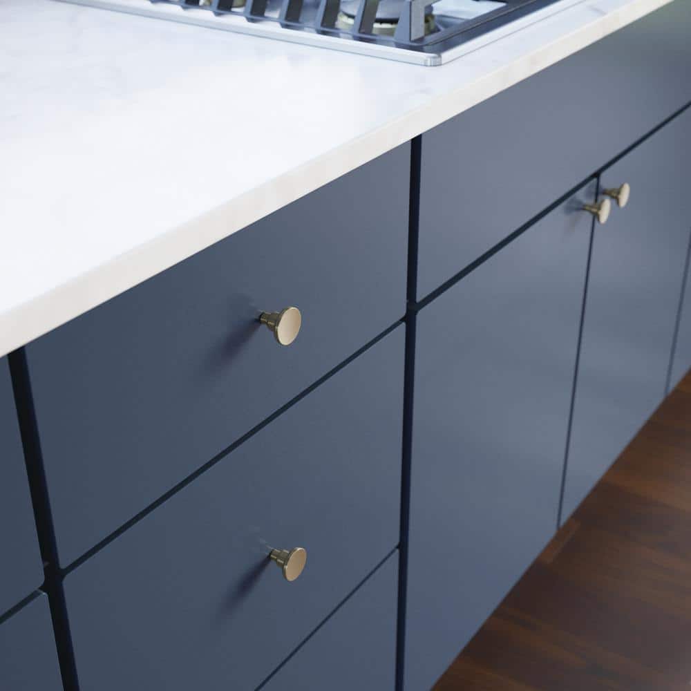 10-Pack Art Deco Streamline Round 1-3/16 in. (30 mm) Modern Champagne Bronze Cabinet Knobs - Hercitys