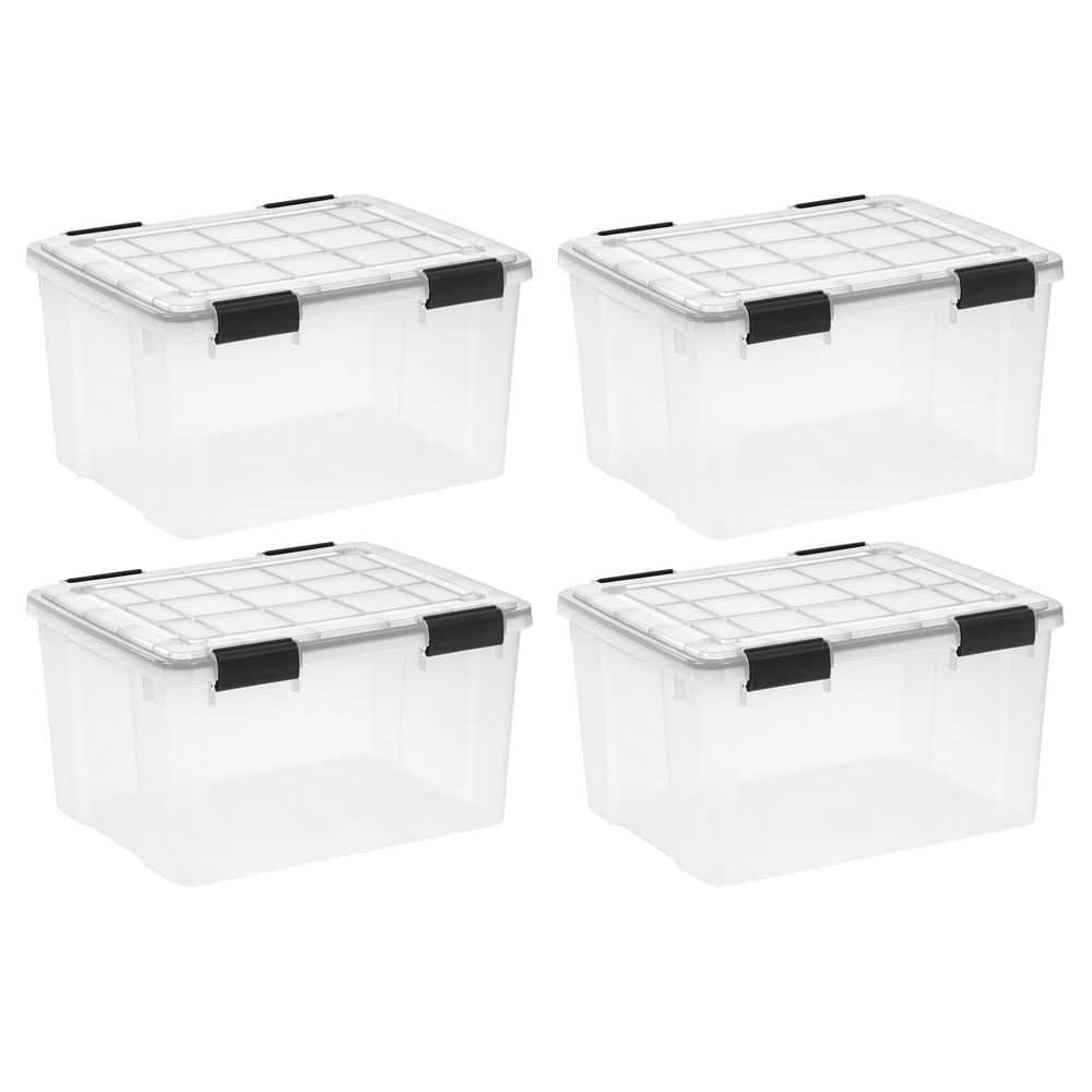44 qt. /11 Gal Plastic Storage Bins with Sealed Lids, Clear Gasket Box, Airtight Containers 4Pk - Hercitys