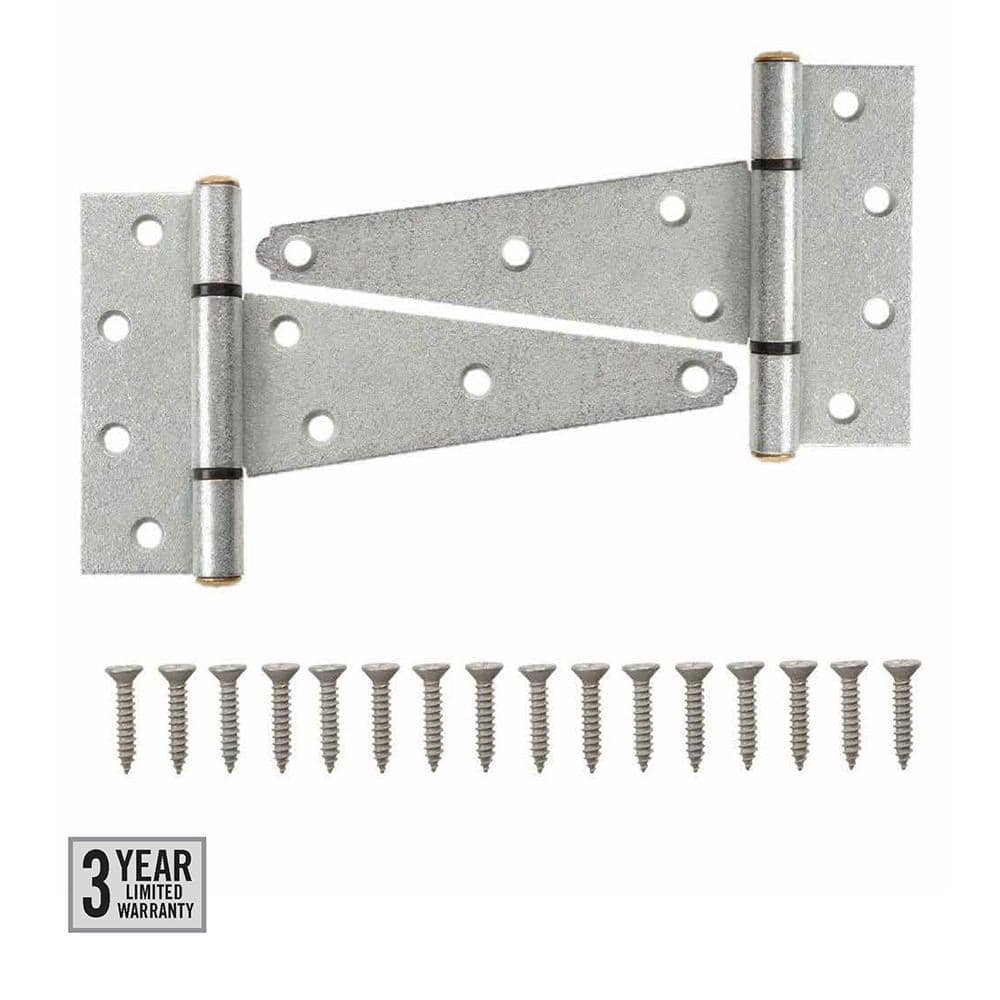 (2-Pack) 6 in. Standard  Galvanized Heavy-Duty Tee Hinge - Hercitys