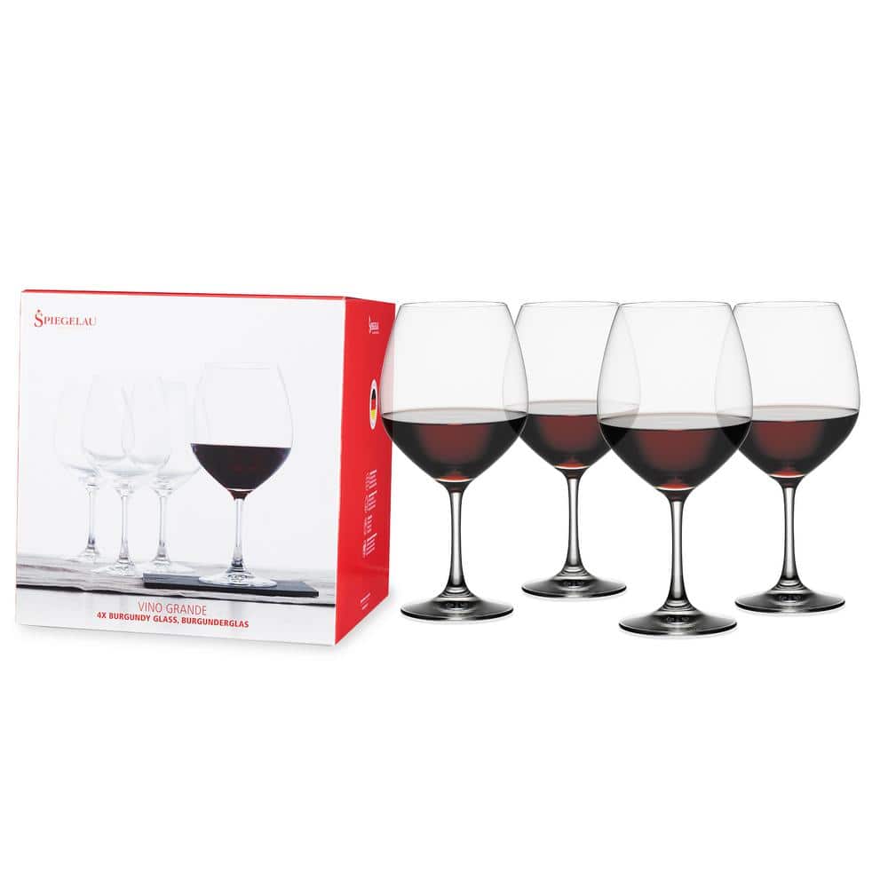 25 oz. Burgundy Wine Glasses European-Made Lead-Free Crystal, Classic Stemmed, Dishwasher Safe, Gift Set (Set of 4) - Hercitys