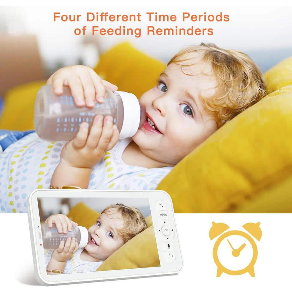 2K Ultra HD WiFi Smart Baby Monitor, 5 in. Color Display, Night Vision, Cry Detection, Motion Detection - Hercitys