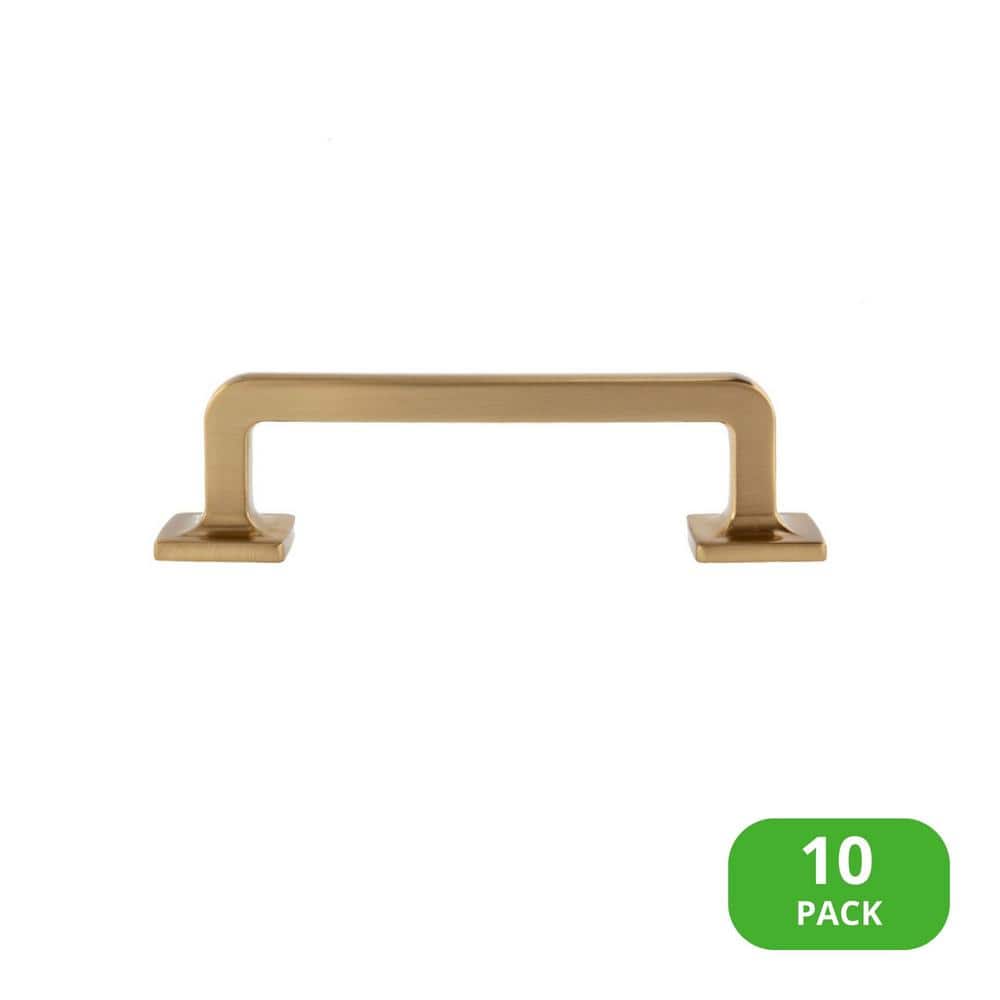 10-Pack Boise 3-1/2 in. (89 mm) Center-to-Center Traditional Satin Brass Bar Drawer Pull - Hercitys