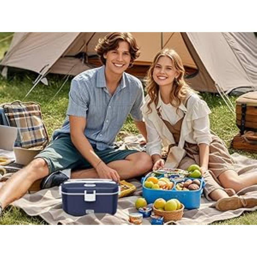 3in1 Stainless Steel Food Storage Container with Lids, Rapid 100W 1. 8L Portable Electric Lunch Box Food Warmer in Blue - Hercitys