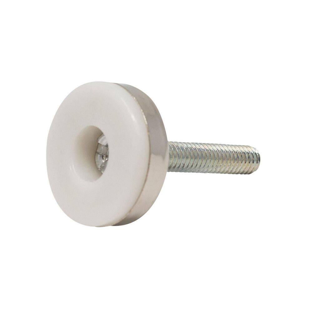 (100-Pack) Titan Nickel-White Hex Base 5/16-18 Thread x 1-1/2 in. L Stem Furniture Replacement Leveler with Insert - Hercitys