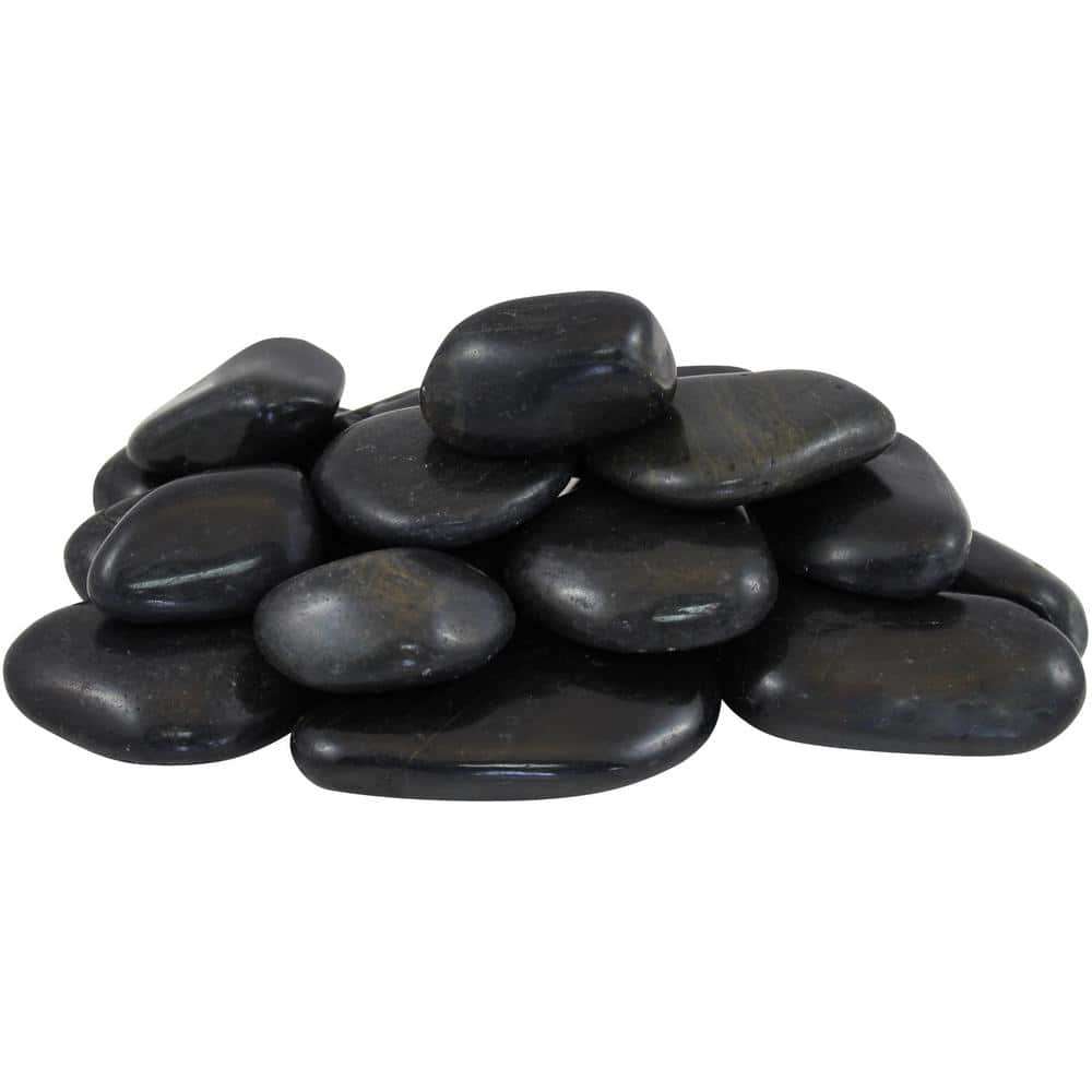2 in. to 3 in., 20 lb. Large Black Super Polished Pebbles - Hercitys