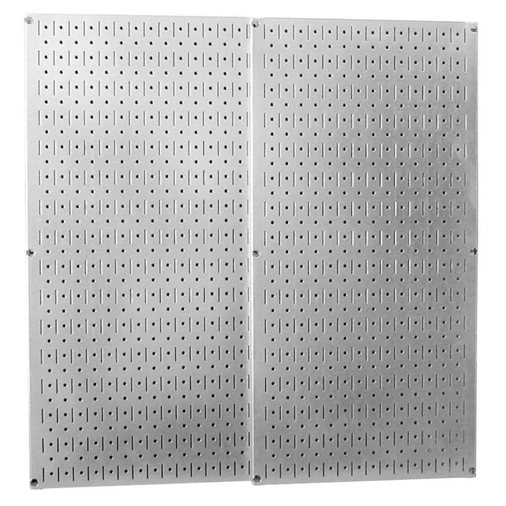 32 in. x 32 in. Overall Size Shiny Galvanized Steel Pegboard Pack with Two 32 in. x 16 in. Pegboards - Hercitys