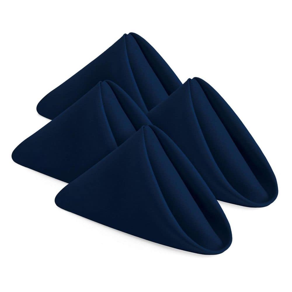 24 Pack Cloth Napkins 17 in.W x 17 in.H  100% Polyester Hemmed Edges, Washable and Reusable Ideal for Parties, Navy Blue - Hercitys